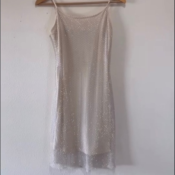 Cream Spaghetti Strap Slip Mini Dress for Cocktail - Picture 1 of 6